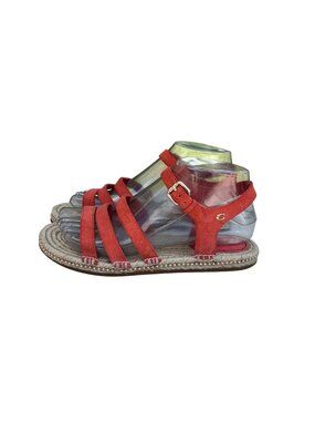 Coach Red Suede Espadrille Sandals Size 6 Womens Open Toe Casual Summer Shoes